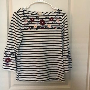 Floral, bell sleeve JCrew top